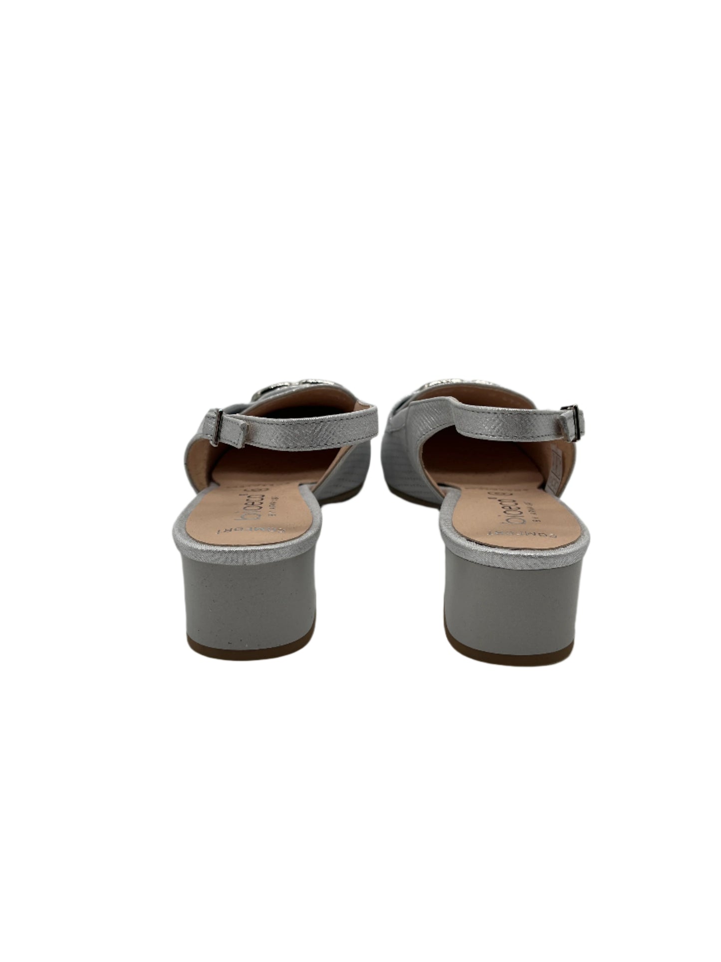 Bioeco by Arka 4172 2103+1661 Silver Shimmer Block Heel Slingback Shoes