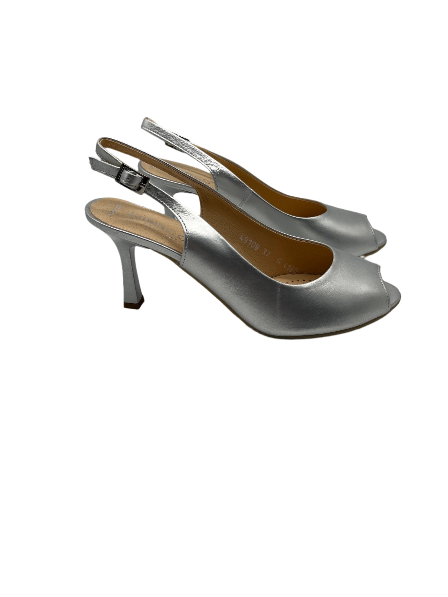 Bioeco by Arka 4180 2439+1661 Silver Leather Heels with Slingback Strap & Peep Toe