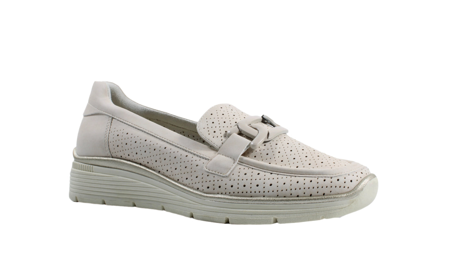 Susst Kelly25 Beige PU Saddle Trim PU Casual Shoes