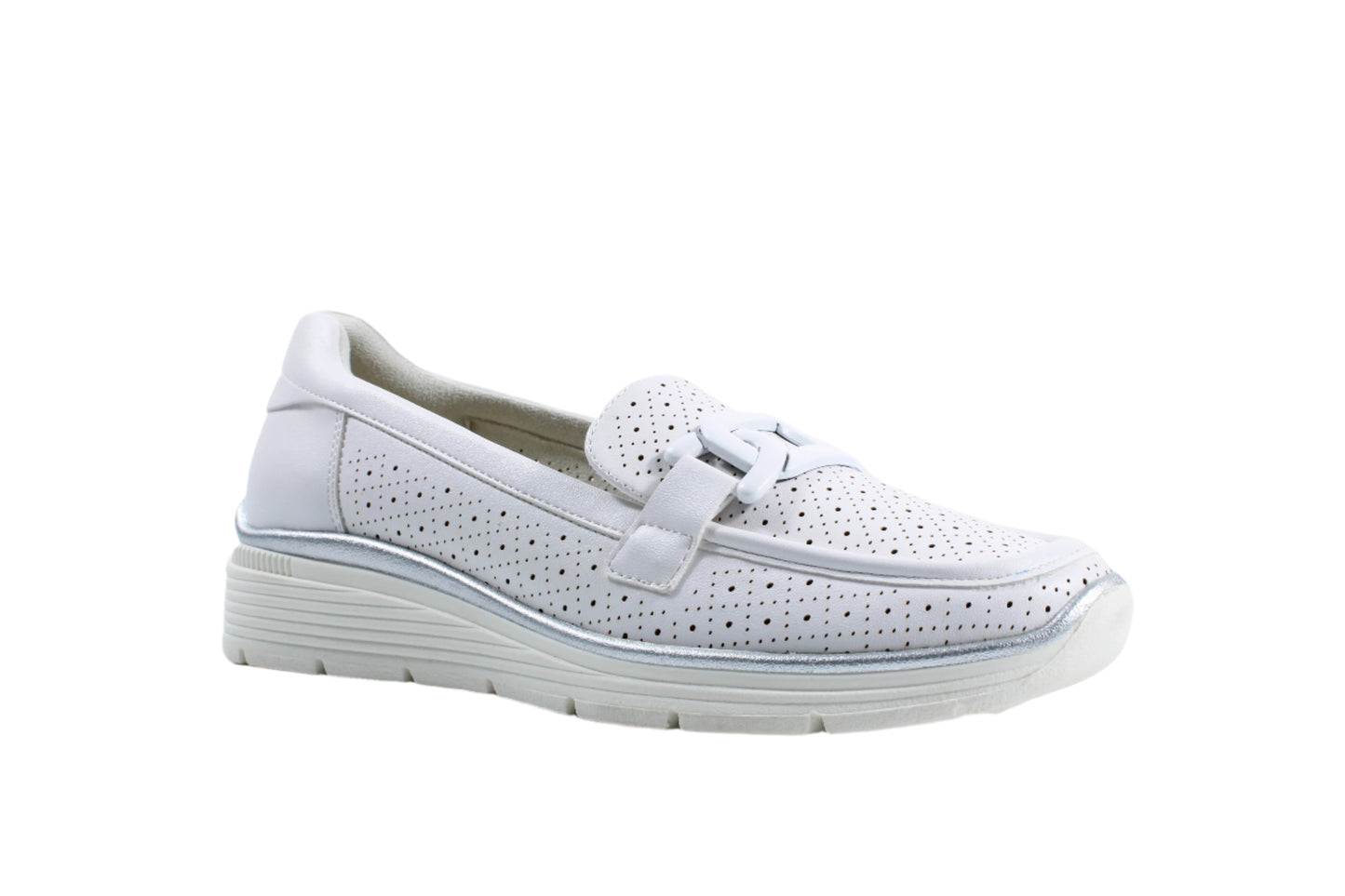 Susst Kelly25 White/Silver PU Saddle Trim PU Casual Shoes