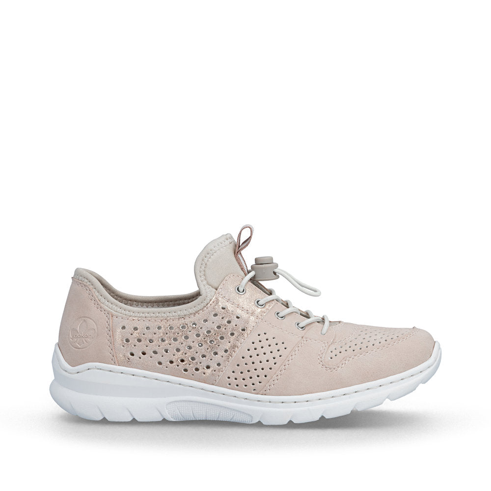 Rieker L3254-32 Rose, Pearl Cream F 1/2 Elastic Speed Lace Shoes