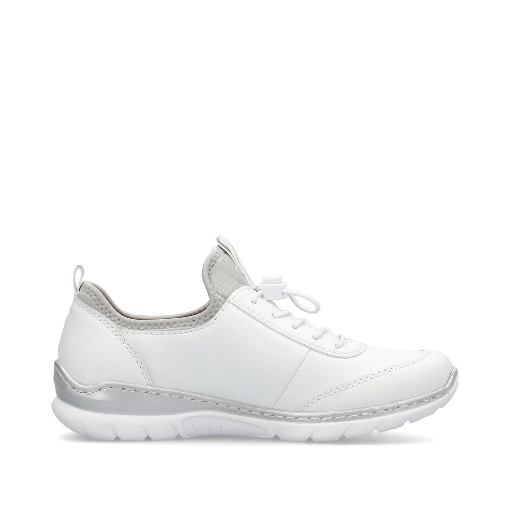 Rieker L3259-80 White & Silver Elastic Lace Shoes