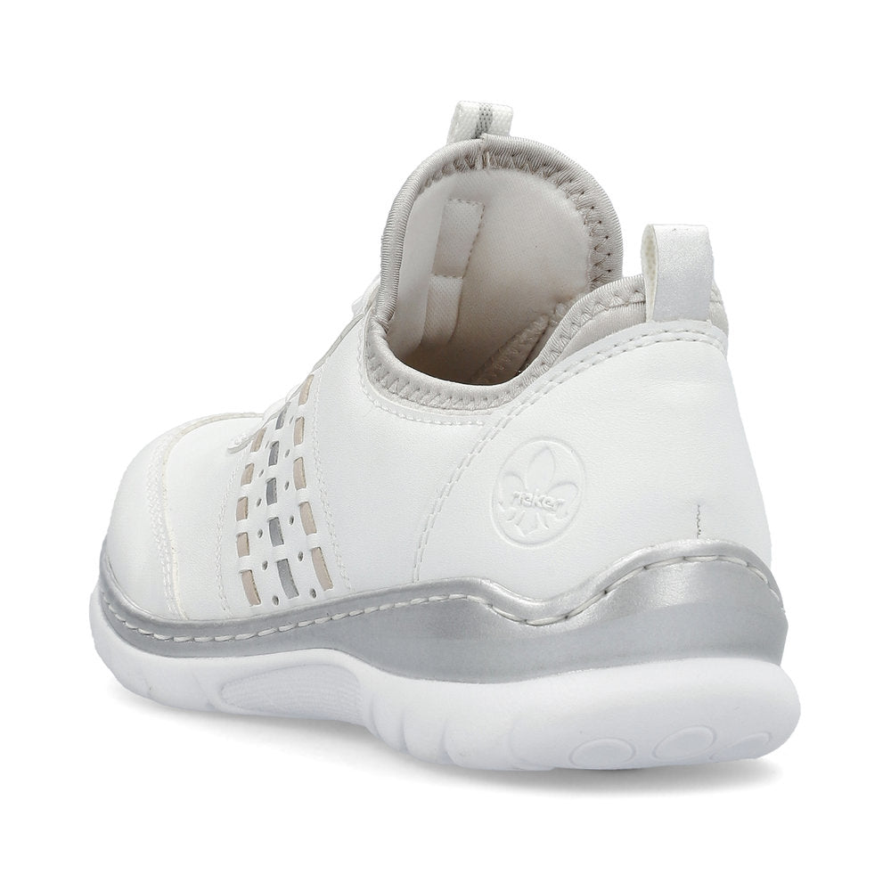 Rieker L3259-80 White & Silver Elastic Lace Shoes