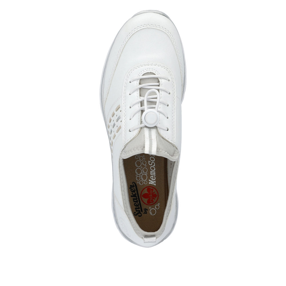 Rieker L3259-80 White & Silver Elastic Lace Shoes