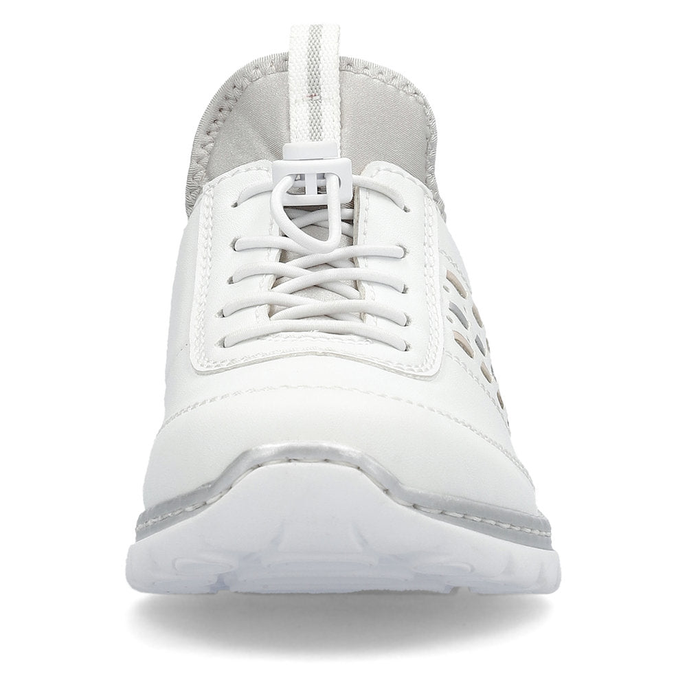 Rieker L3259-80 White & Silver Elastic Lace Shoes