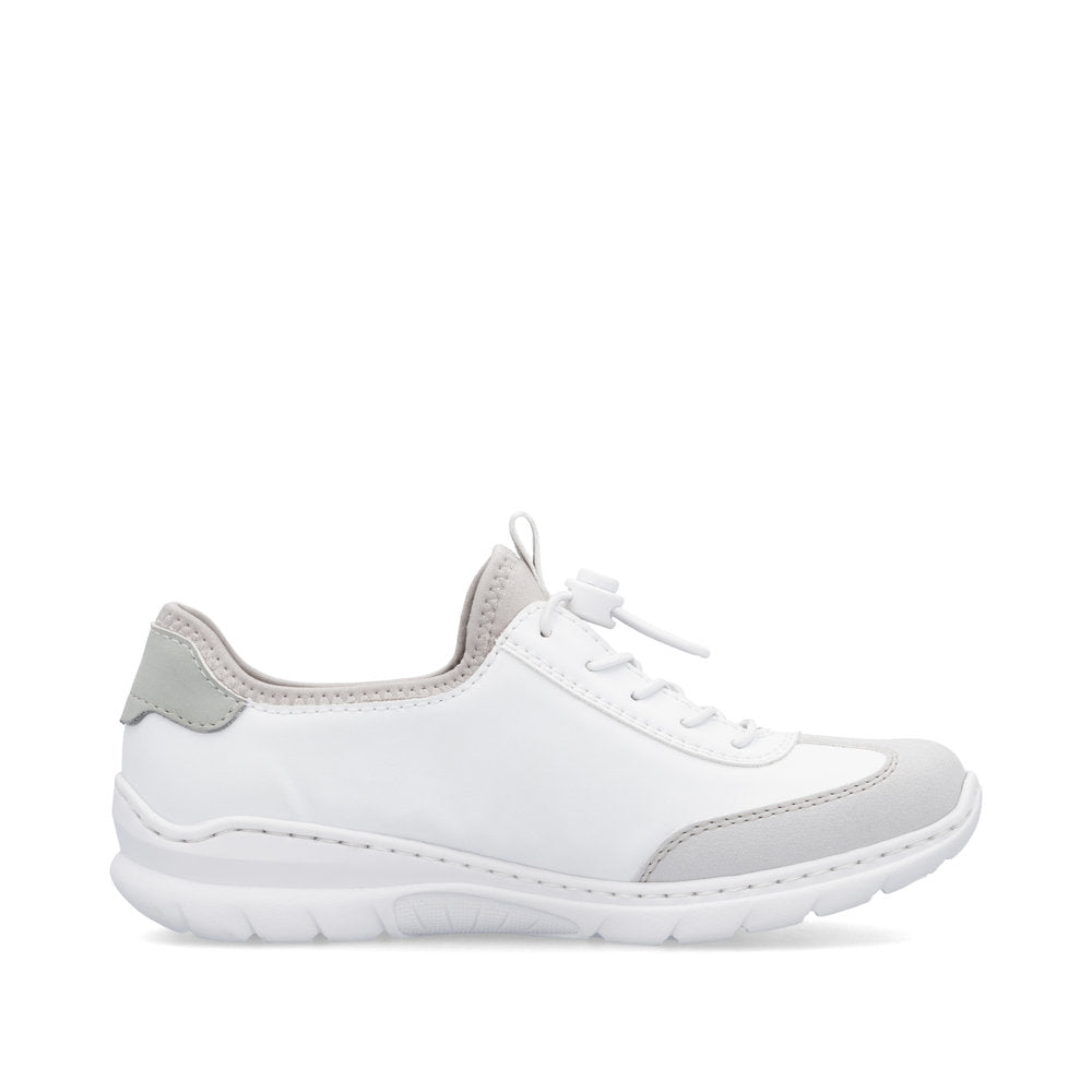Rieker L32G9-80 White, Rose & Quartz Combi Elastic Lace Sneakers
