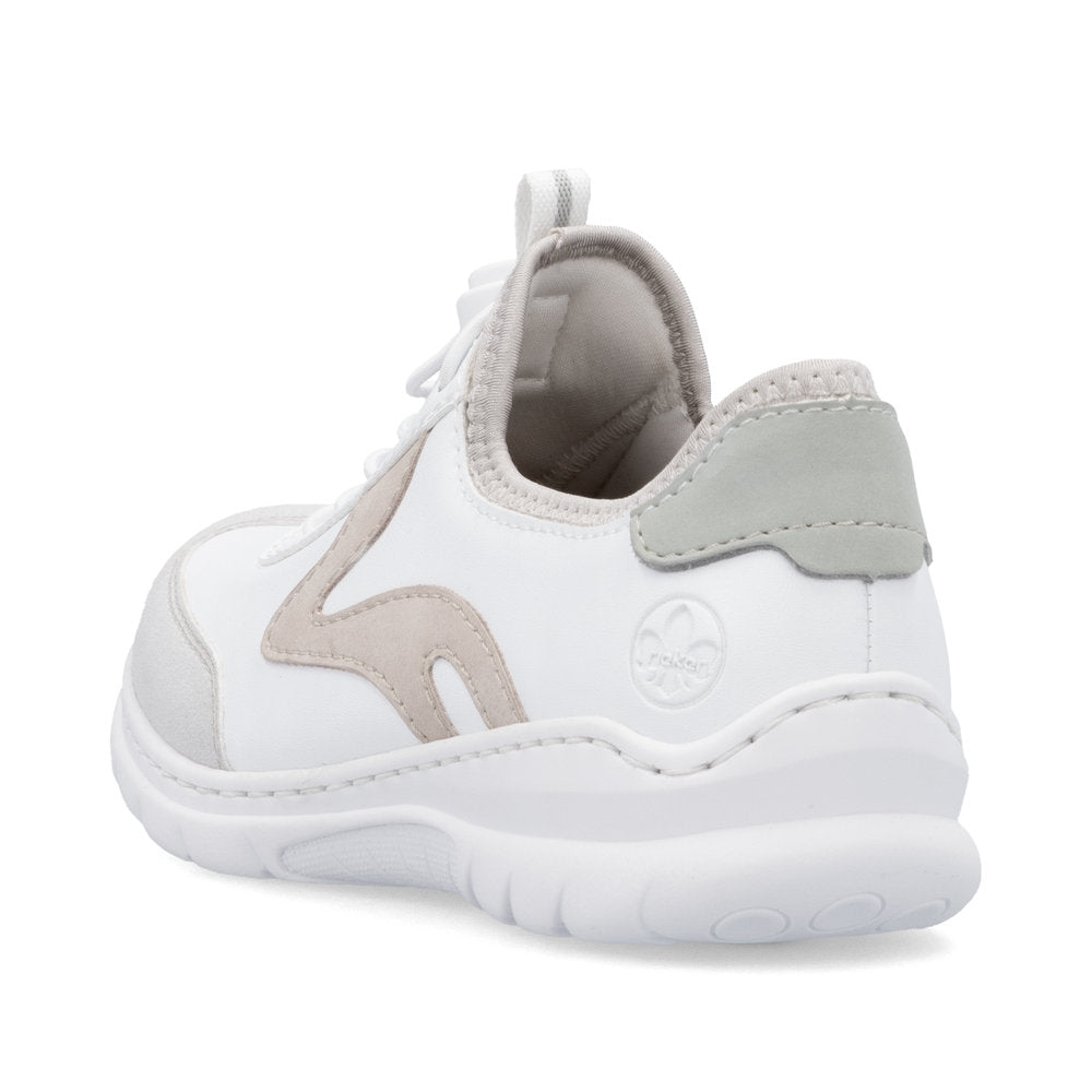 Rieker L32G9-80 White, Rose & Quartz Combi Elastic Lace Sneakers