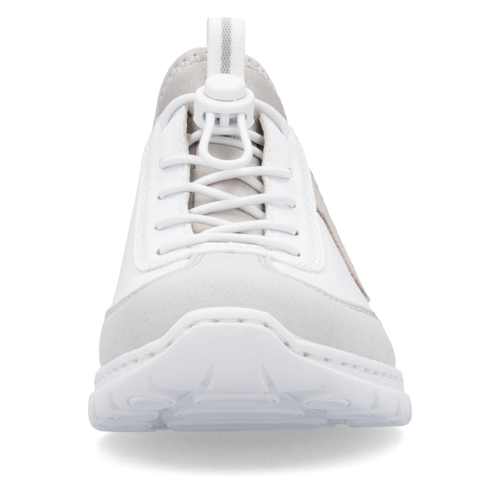 Rieker L32G9-80 White, Rose & Quartz Combi Elastic Lace Sneakers