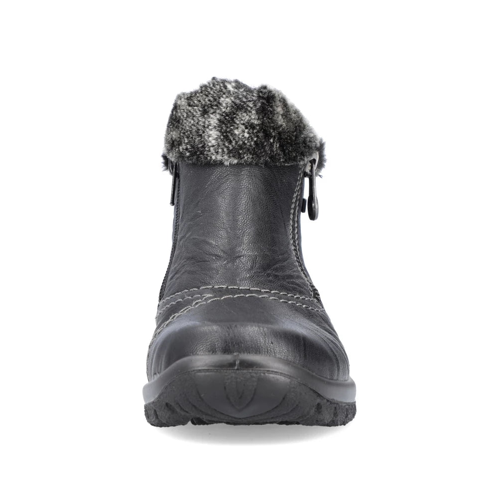 Rieker L7172-00 TEX Black Zip Boots with Fur Cuff