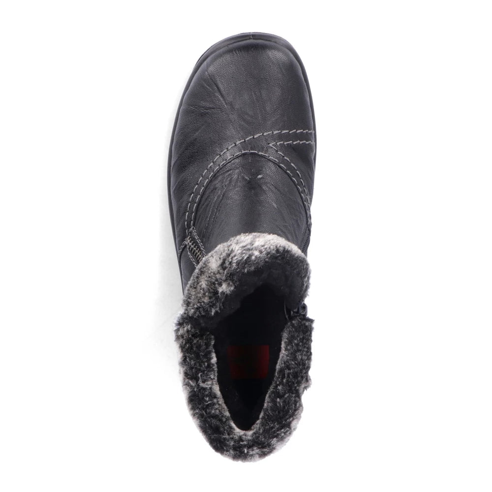 Rieker L7172-00 TEX Black Zip Boots with Fur Cuff