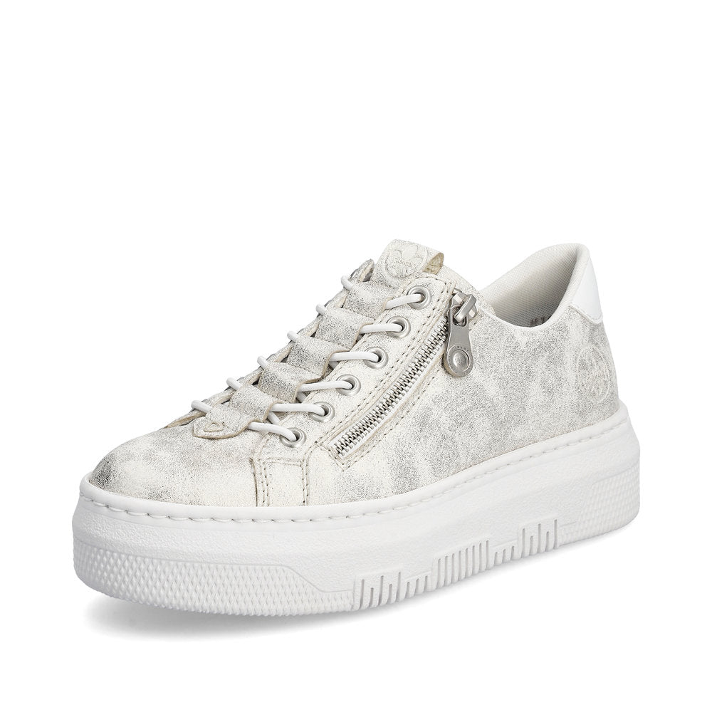 Rieker M1953-60 Beige Gold Shimmer Sneakers with Zip
