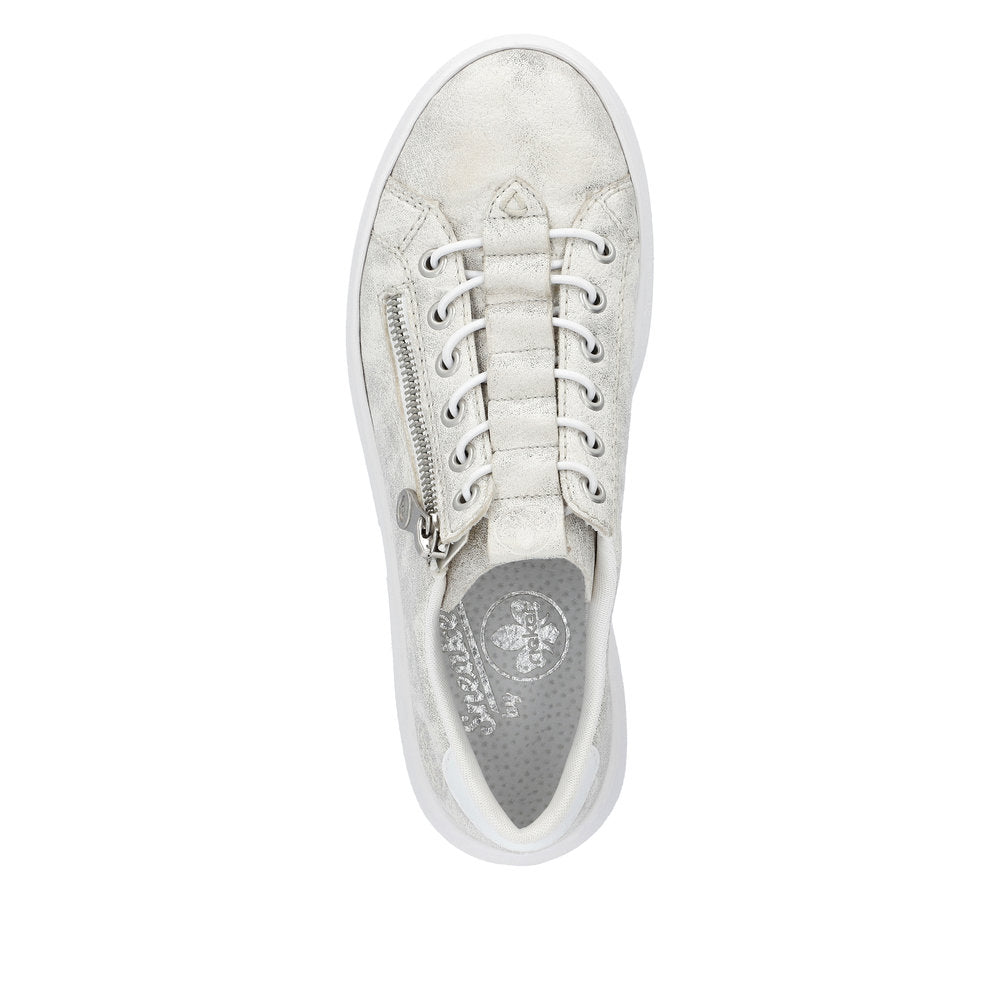 Rieker M1953-60 Beige Gold Shimmer Sneakers with Zip