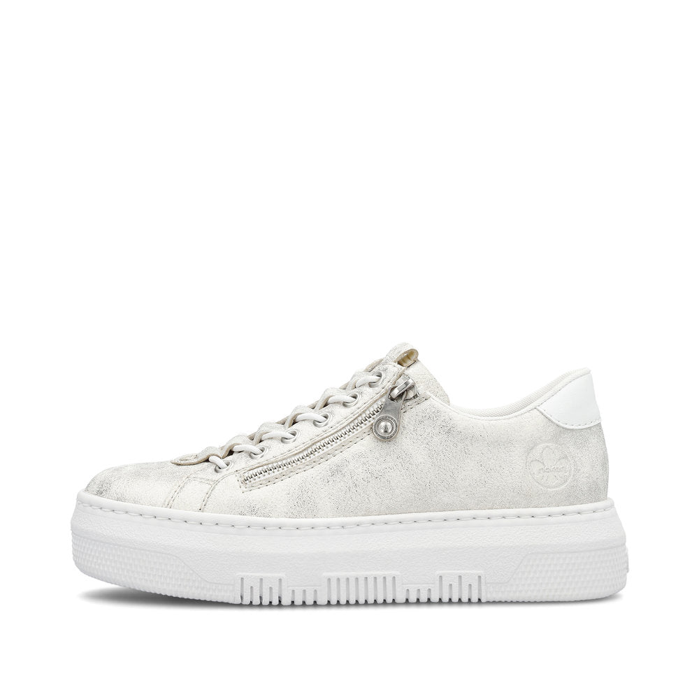 Rieker M1953-60 Beige Gold Shimmer Sneakers with Zip