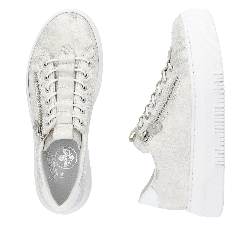 Rieker M1953-60 Beige Gold Shimmer Sneakers with Zip