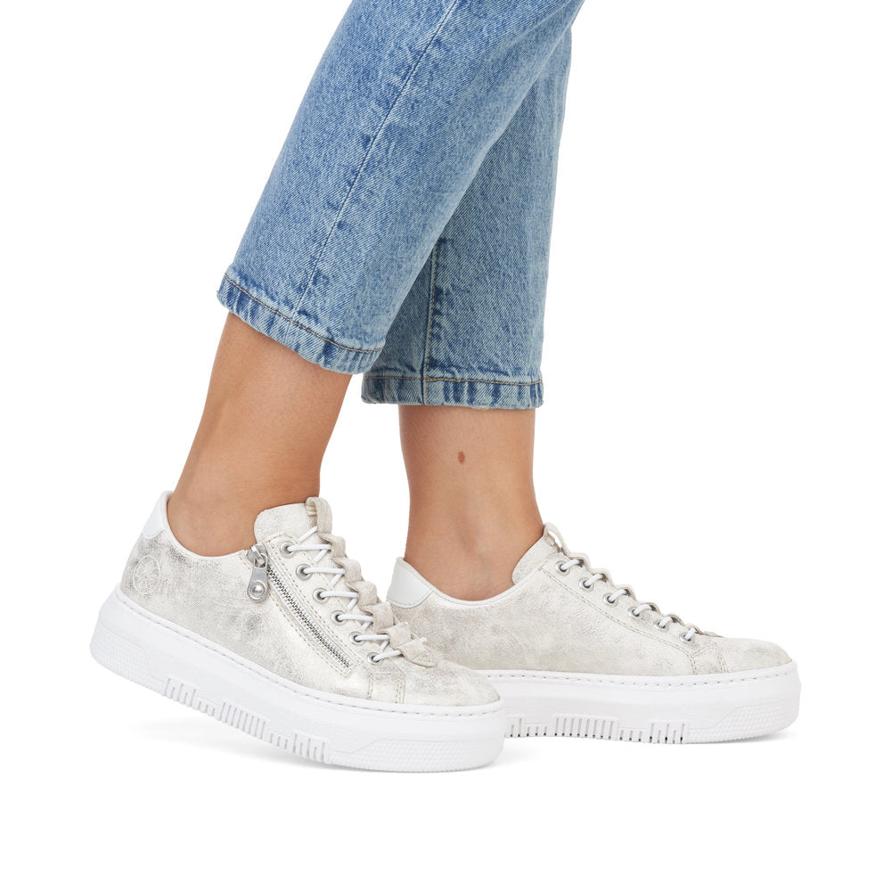 Rieker M1953-60 Beige Gold Shimmer Sneakers with Zip