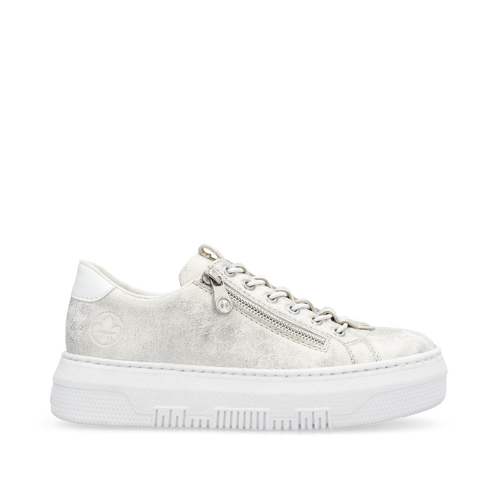 Rieker M1953-60 Beige Gold Shimmer Sneakers with Zip