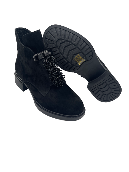 Loretta Vitale M282 Black Suede Ankle Boots