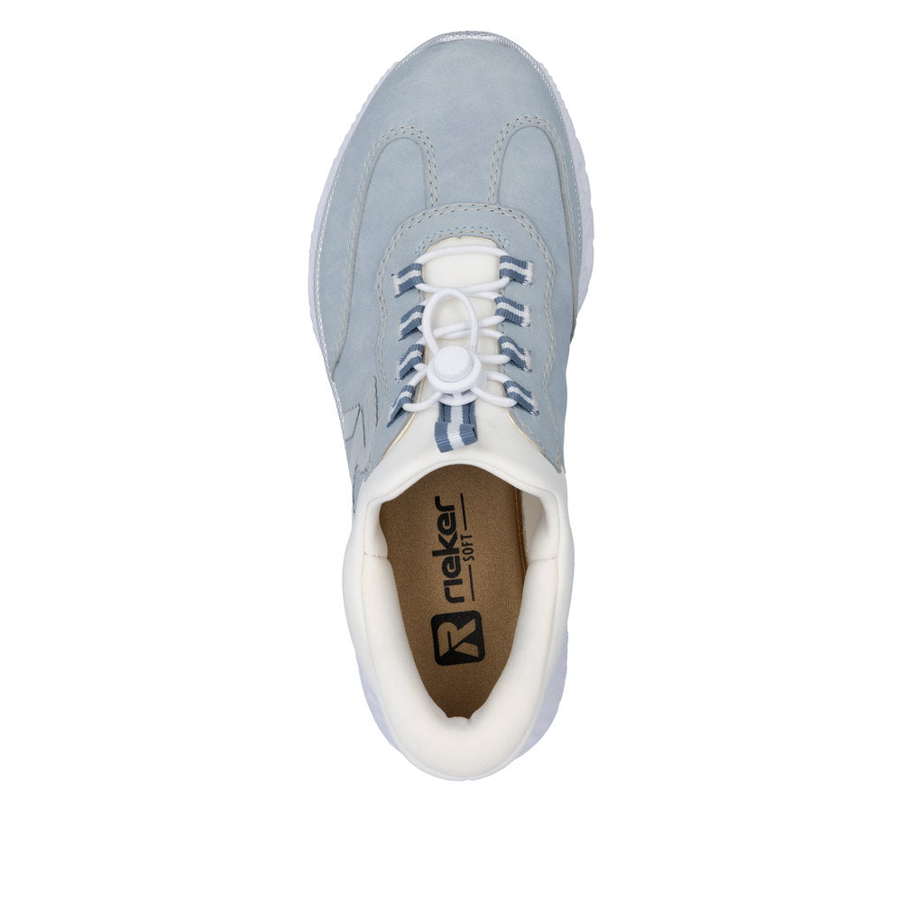 Rieker Soft M6071-12 Blue & White Slip On Sneakers