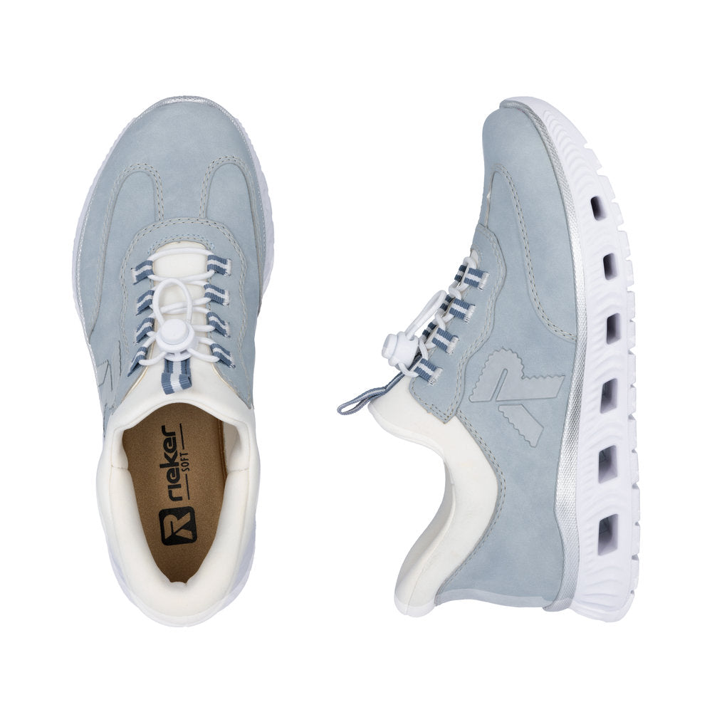 Rieker Soft M6071-12 Blue & White Slip On Sneakers