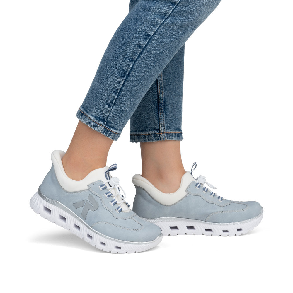 Rieker Soft M6071-12 Blue & White Slip On Sneakers