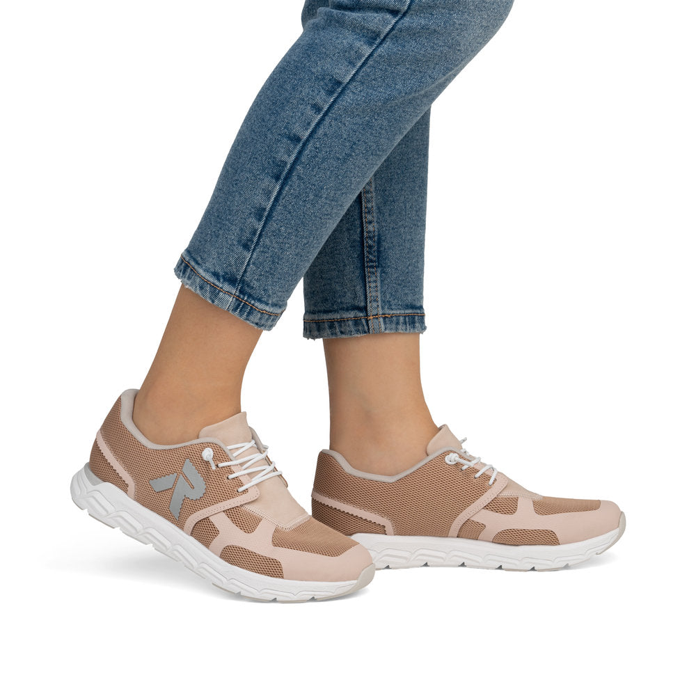 Rieker Soft M9000-31 Rose Combi Sneakers with White Sole