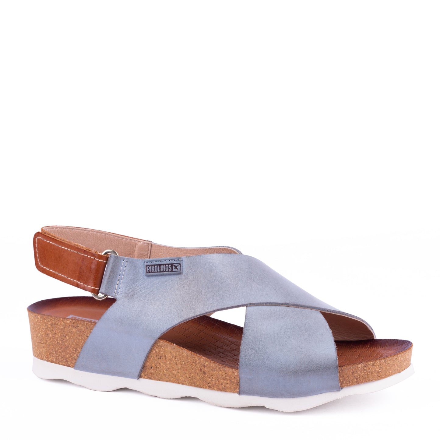 Pikolinos MAHON W9E-0912 Denim Blue Sandals with Tan Slingback Strap