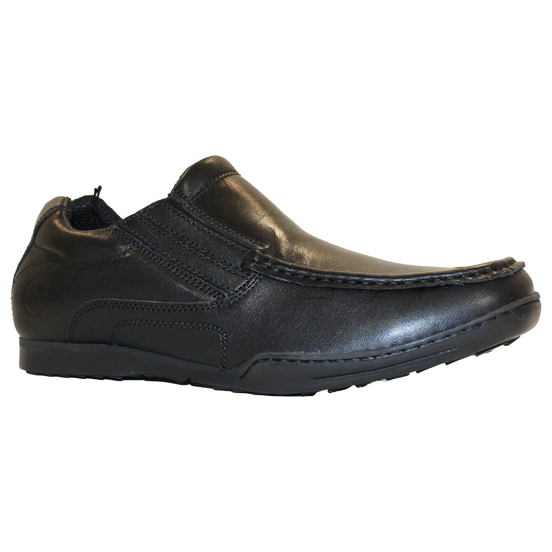 Ninety 78 MGN0792 Black Leather Slip On School Shoes