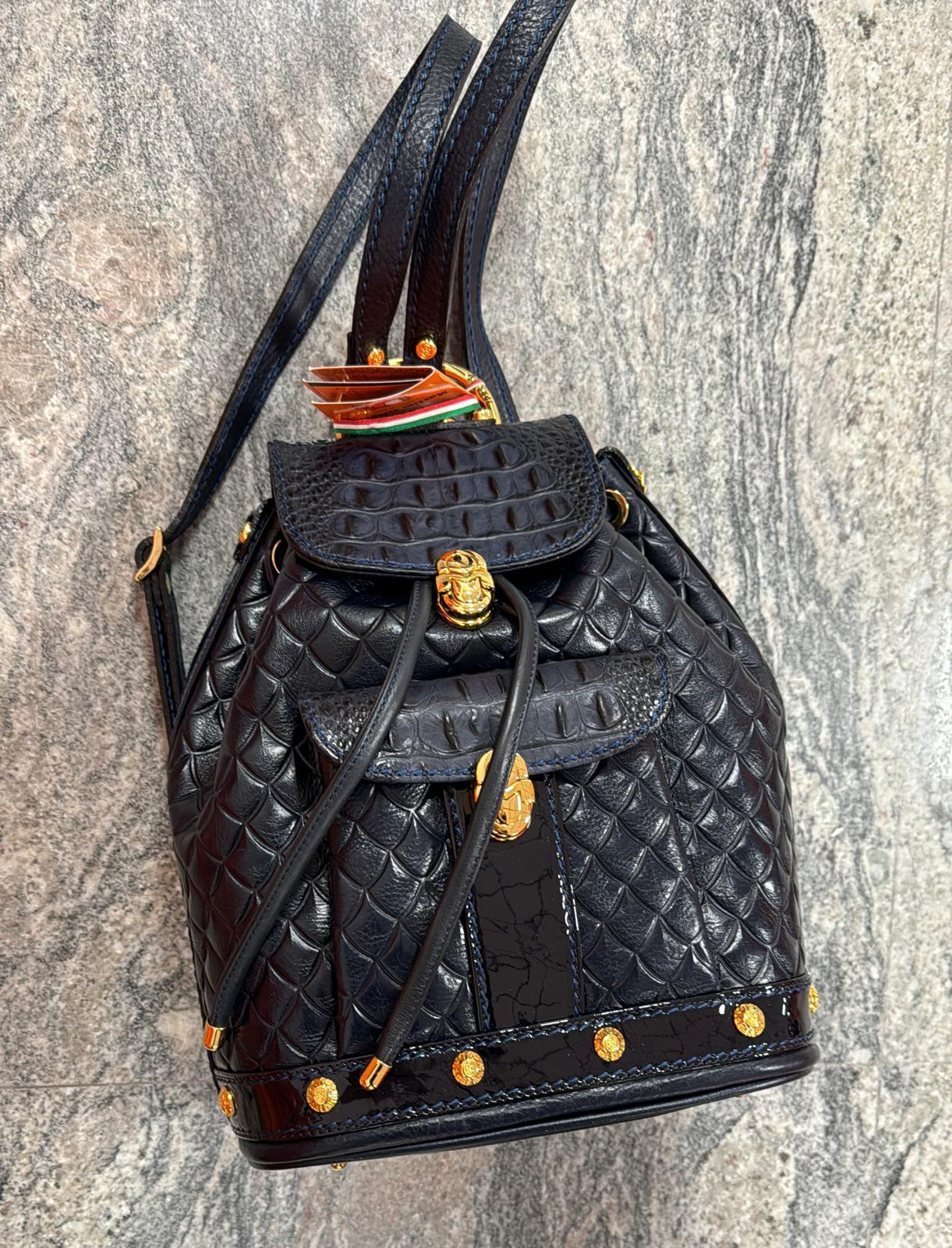 Marino Orlandi MO 2288 Navy Leather Backpack