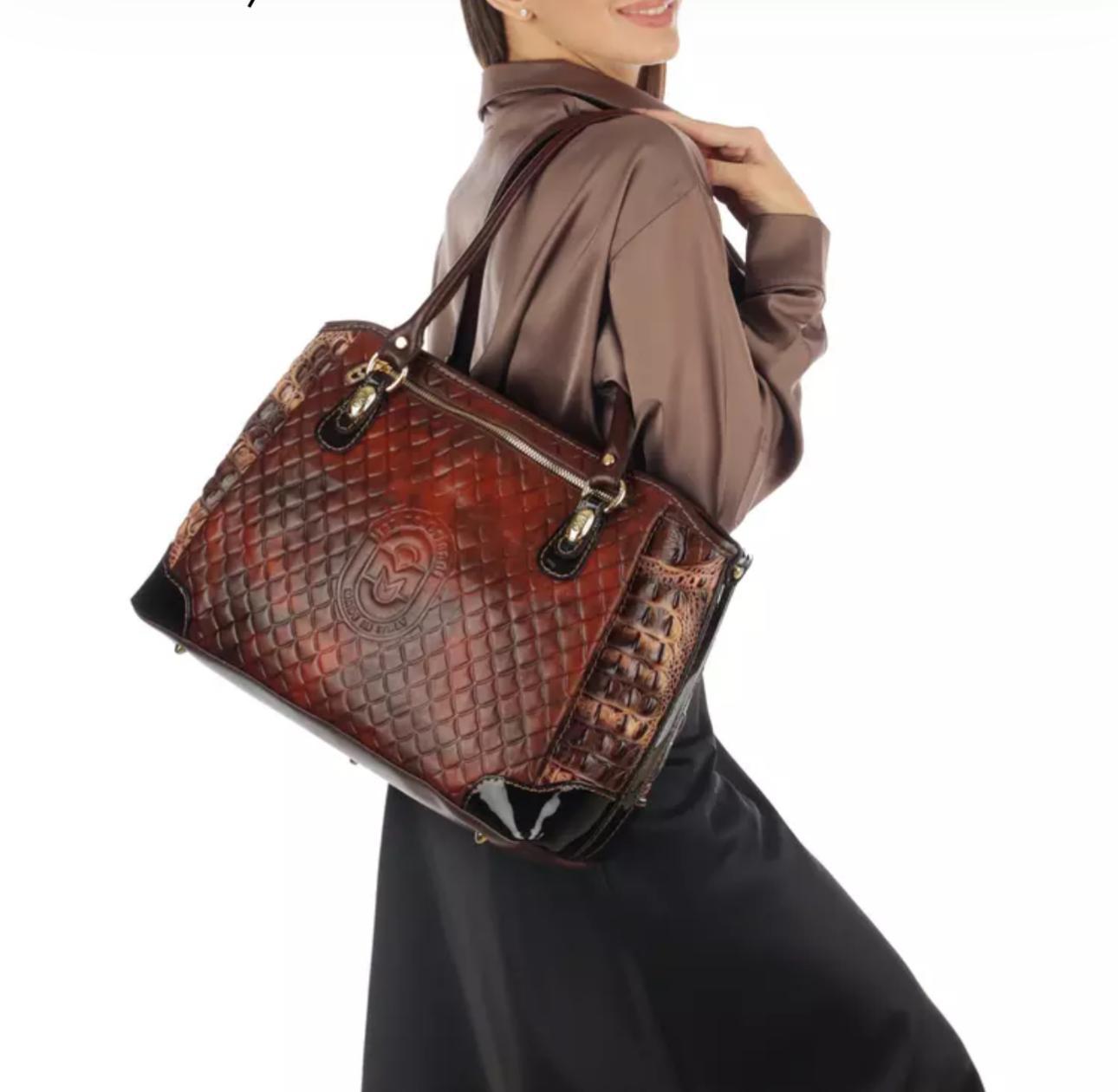 Marino Orlandi MO 4423 Brown Croc Leather Handbag