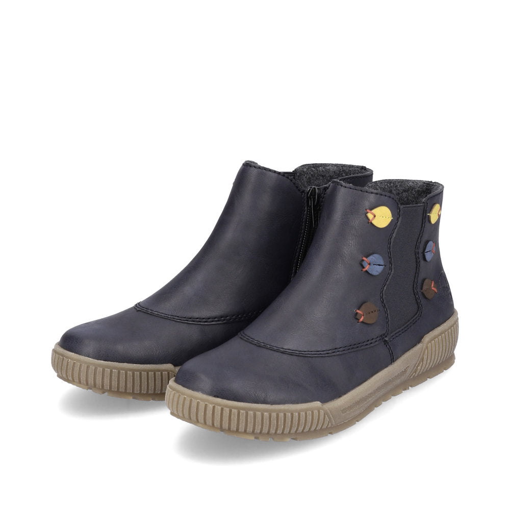 Rieker N0751-14 Navy Blue Multi Chelsea Bootsv