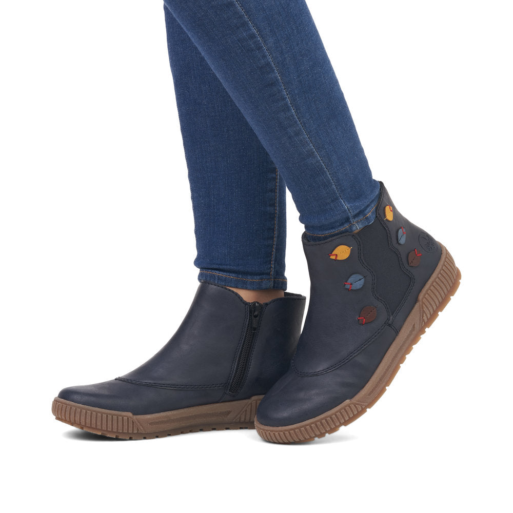 Rieker N0751-14 Navy Blue Multi Chelsea Bootsv
