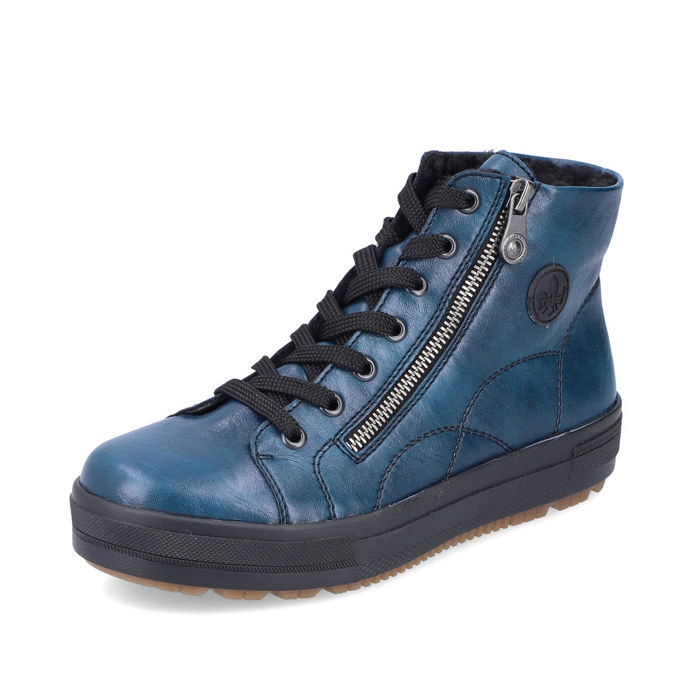 Rieker N2710-12 Petrol Blue Boots with Black Laces