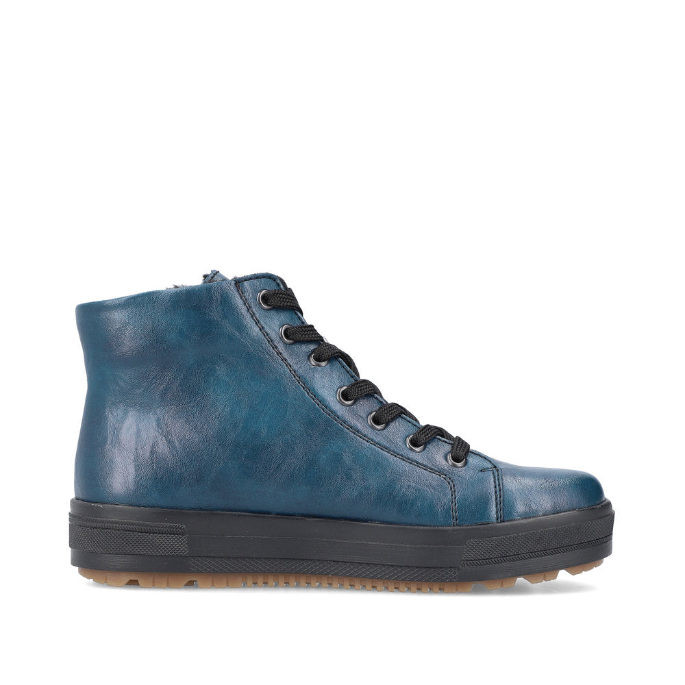 Rieker N2710-12 Petrol Blue Boots with Black Laces