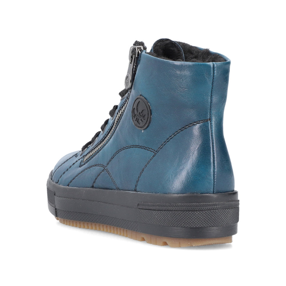 Rieker N2710-12 Petrol Blue Boots with Black Laces