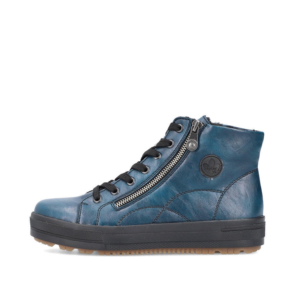 Rieker N2710-12 Petrol Blue Boots with Black Laces