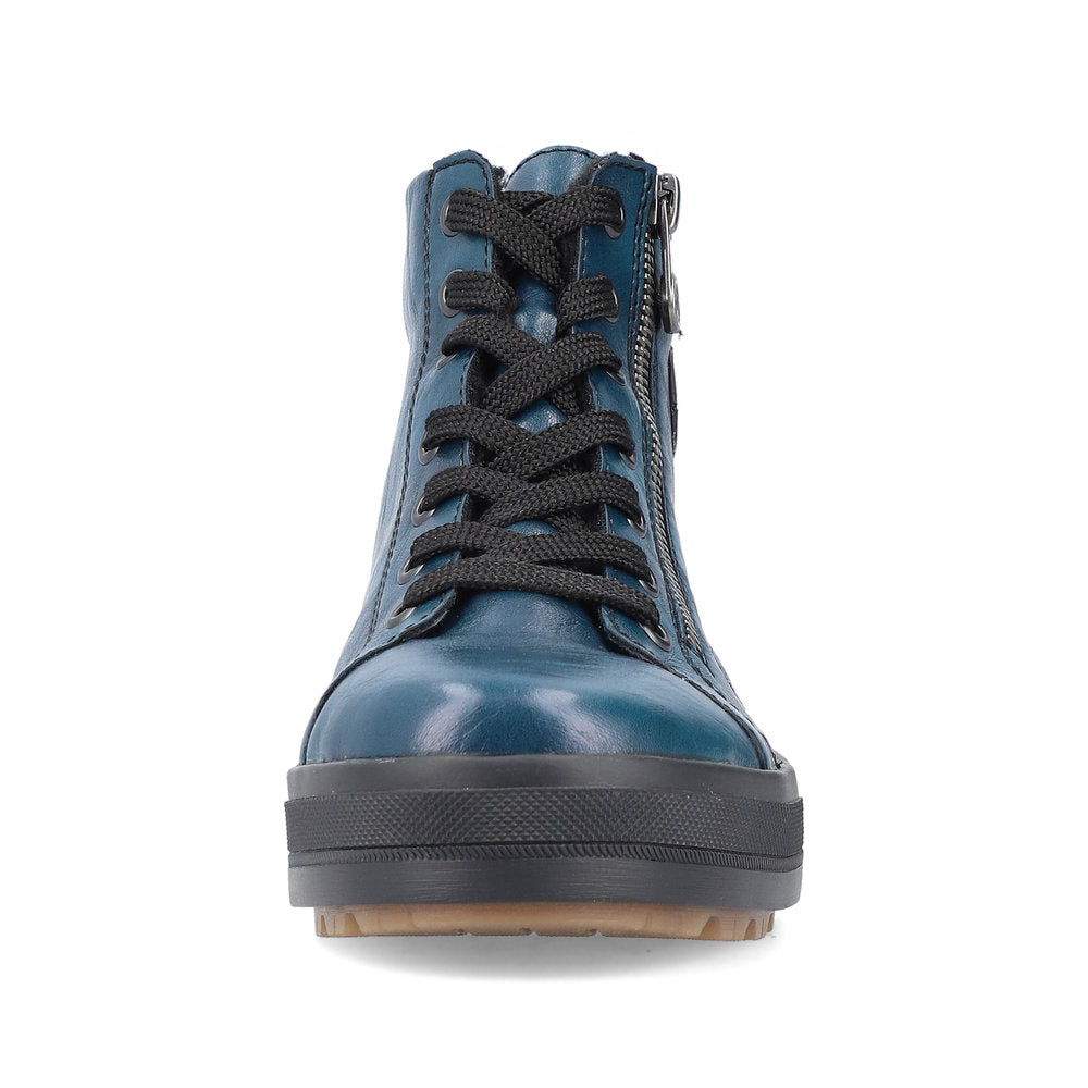 Rieker N2710-12 Petrol Blue Boots with Black Laces