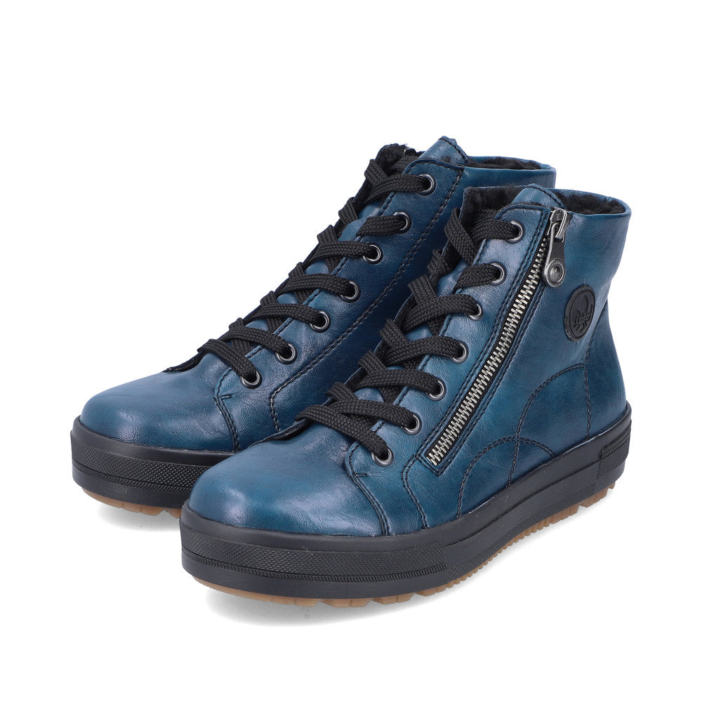 Rieker N2710-12 Petrol Blue Boots with Black Laces
