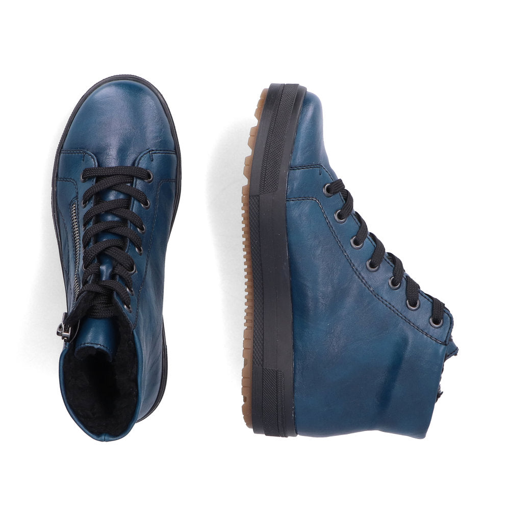 Rieker N2710-12 Petrol Blue Boots with Black Laces