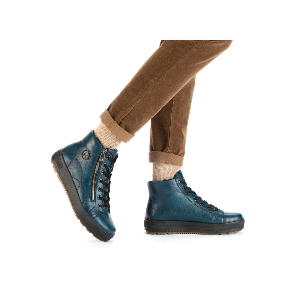 Rieker N2710-12 Petrol Blue Boots with Black Laces
