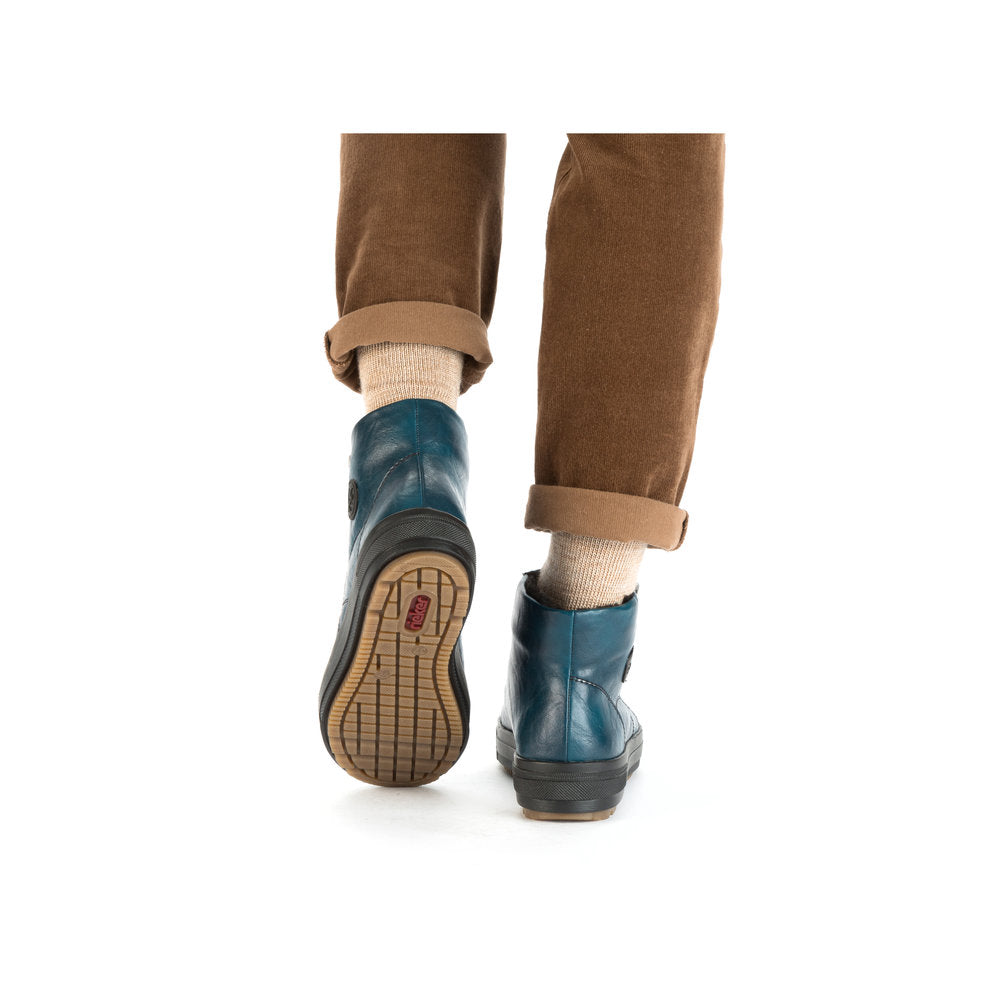 Rieker N2710-12 Petrol Blue Boots with Black Laces