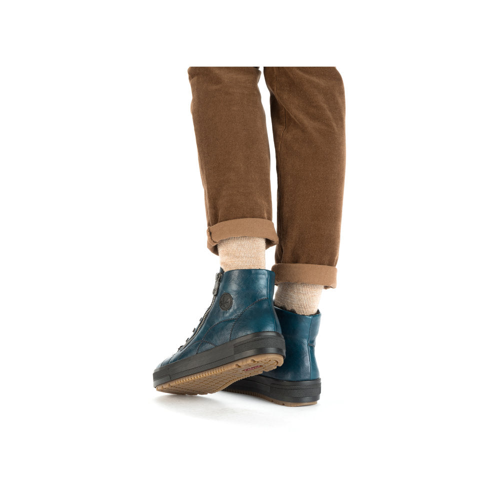 Rieker N2710-12 Petrol Blue Boots with Black Laces