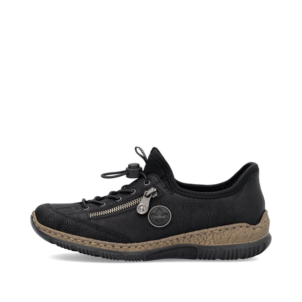 Rieker N3267-01 Black Sneakers with Speed Lacing