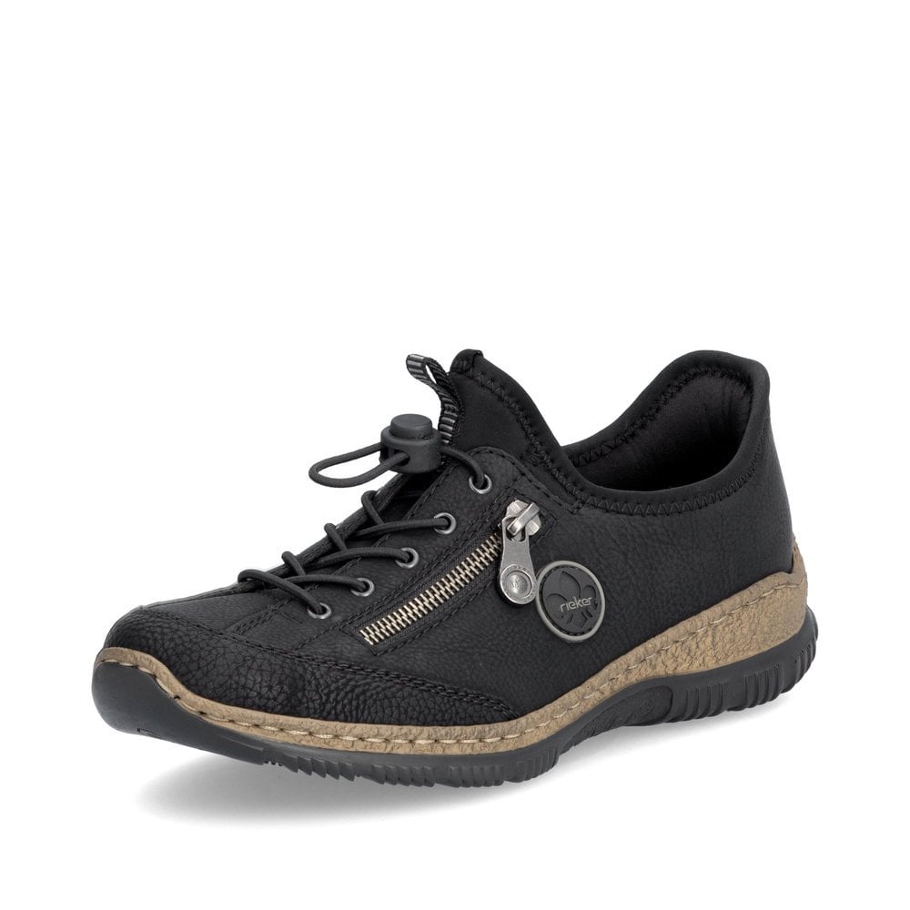 Rieker N3267-01 Black Sneakers with Speed Lacing