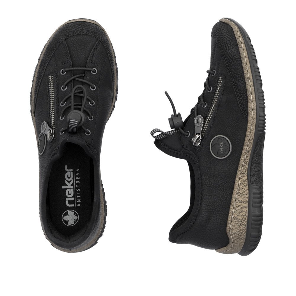 Rieker N3267-01 Black Sneakers with Speed Lacing