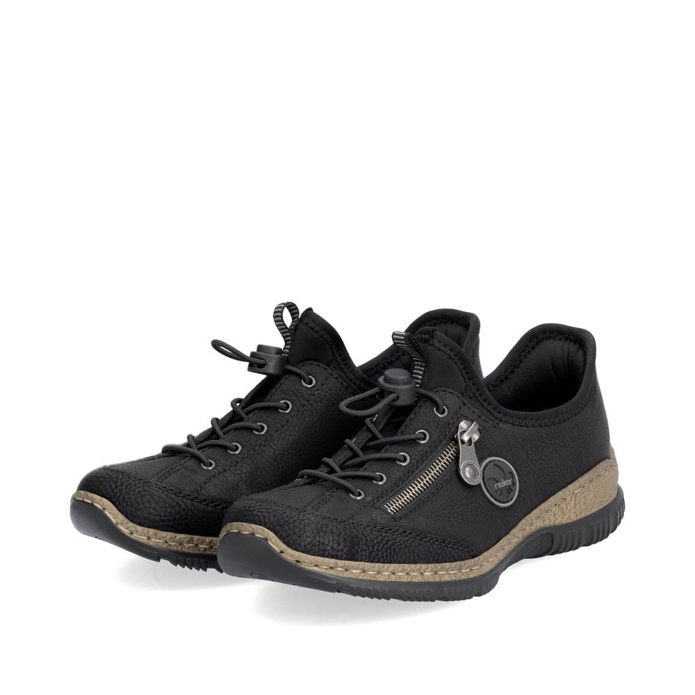 Rieker N3267-01 Black Sneakers with Speed Lacing