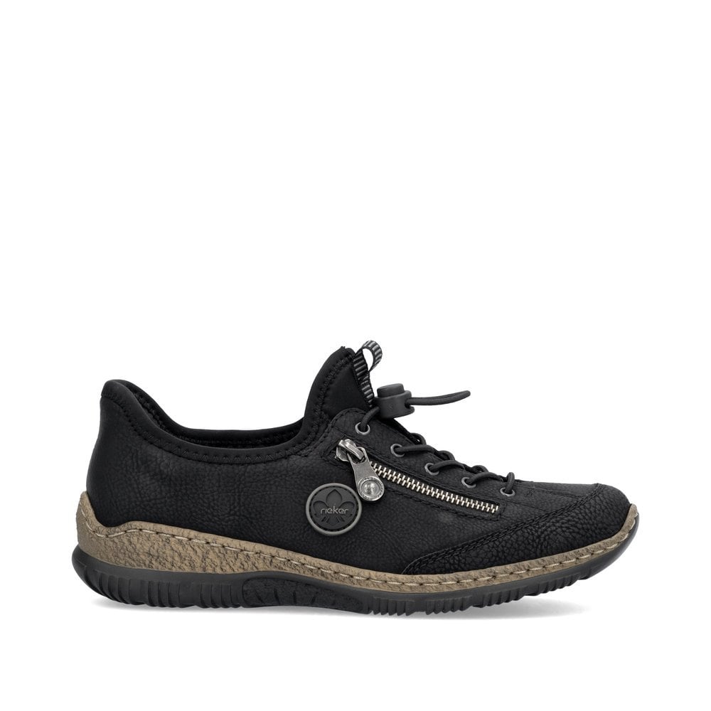 Rieker N3267-01 Black Sneakers with Speed Lacing
