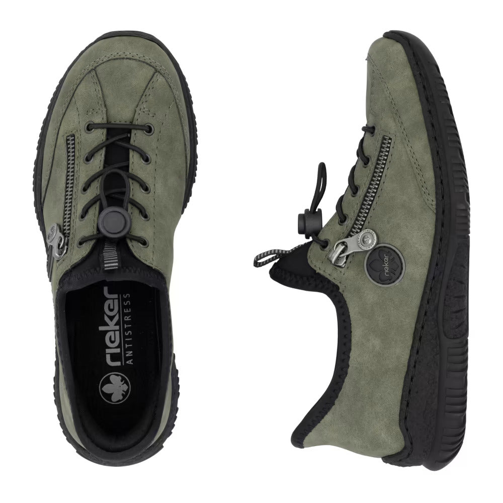 Rieker N3267-54 Green & Black Speed Lace Shoes