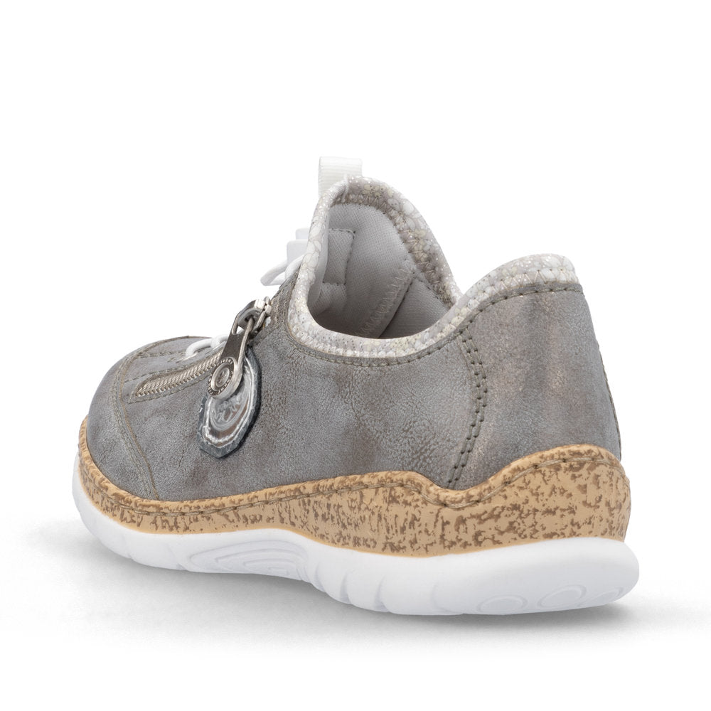 Rieker N4263-40 Grey Metallic Elastic Lace Shoes