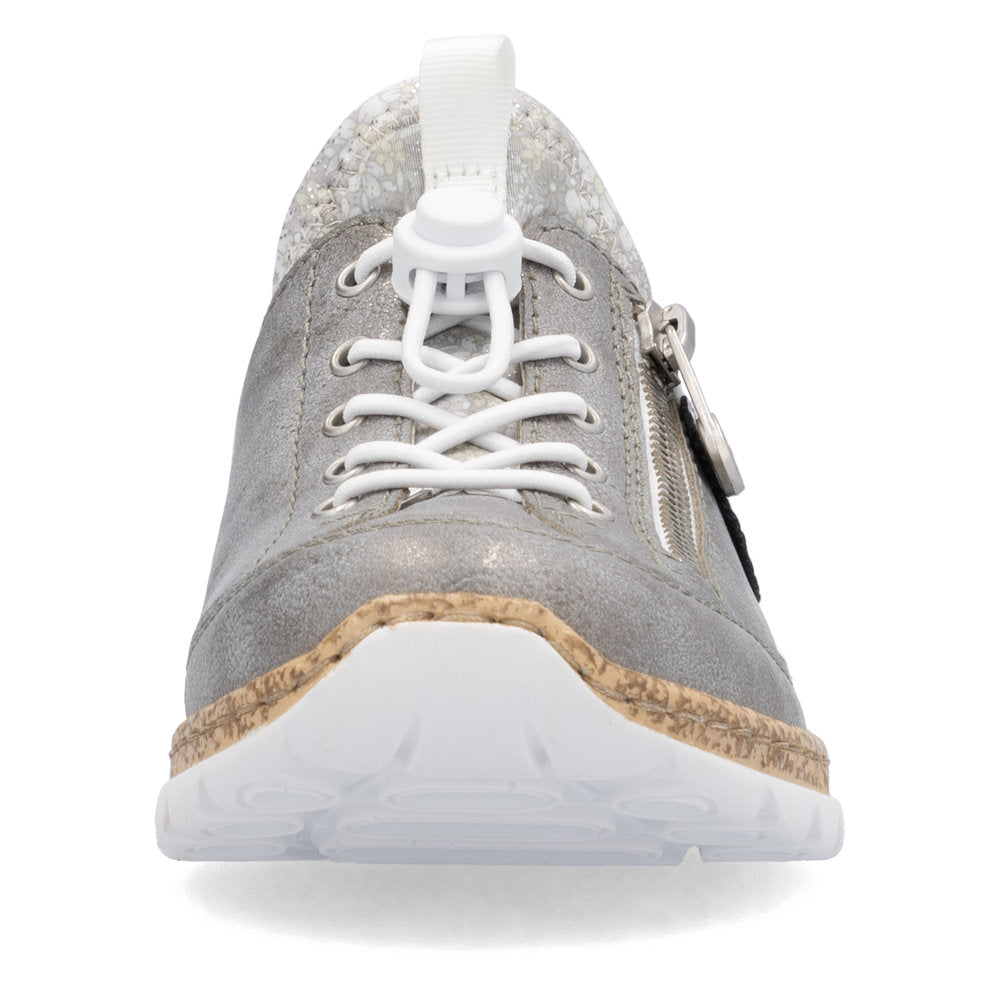 Rieker N4263-40 Grey Metallic Elastic Lace Shoes