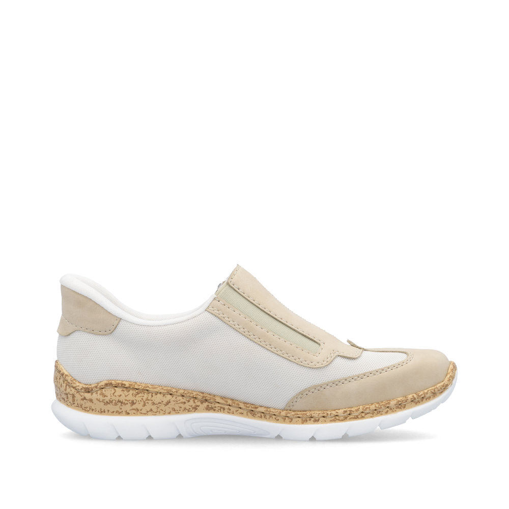 Rieker N42G5-60 Beige Mix Combi Shoes with Side Zip